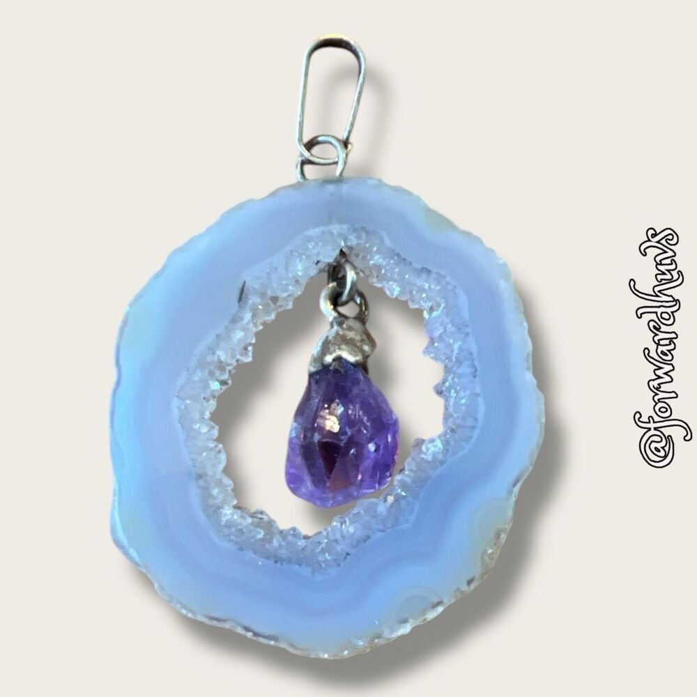 Crystal and Amethyst Pendant without Chain - Picture 1 of 8